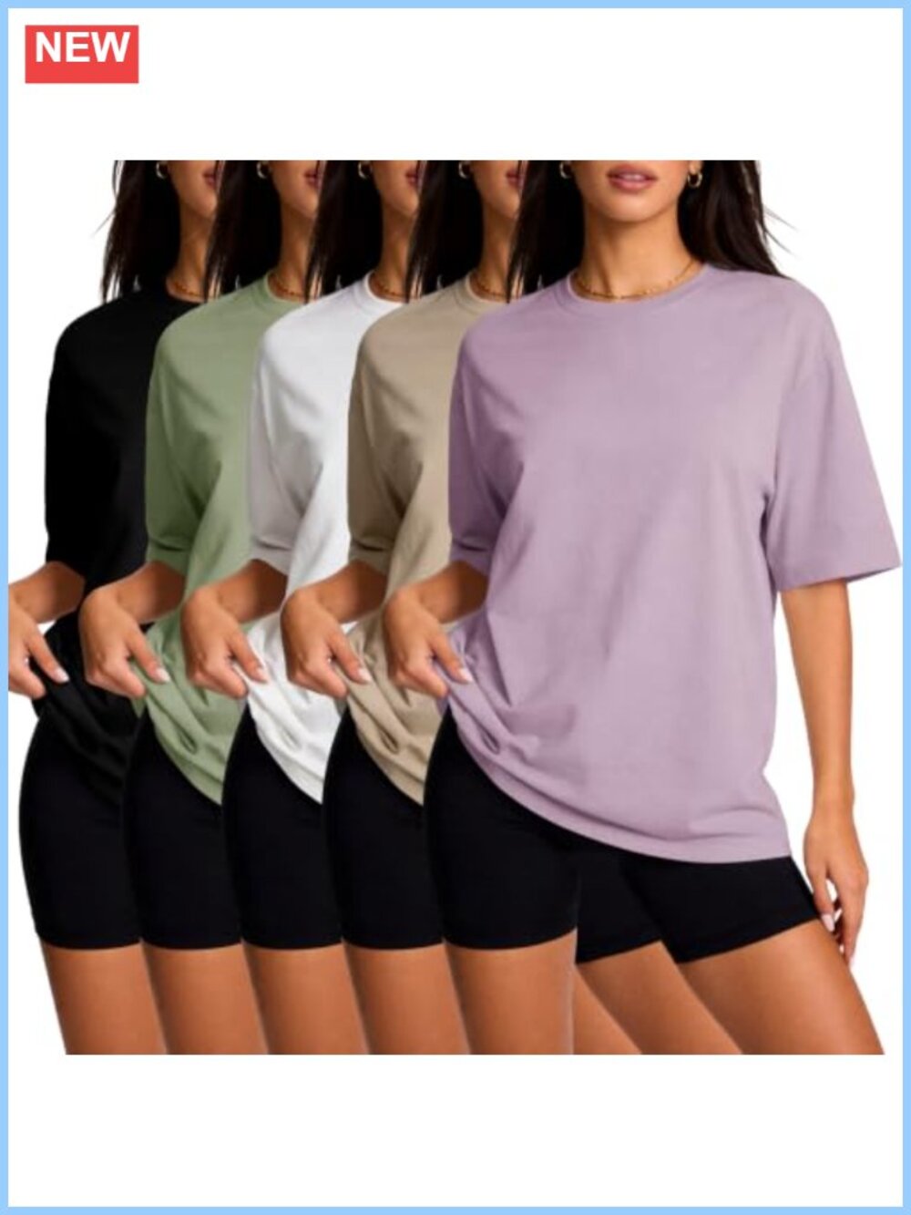 5 Pack Oversized T-Shirts for Women Breathable Workout Tops